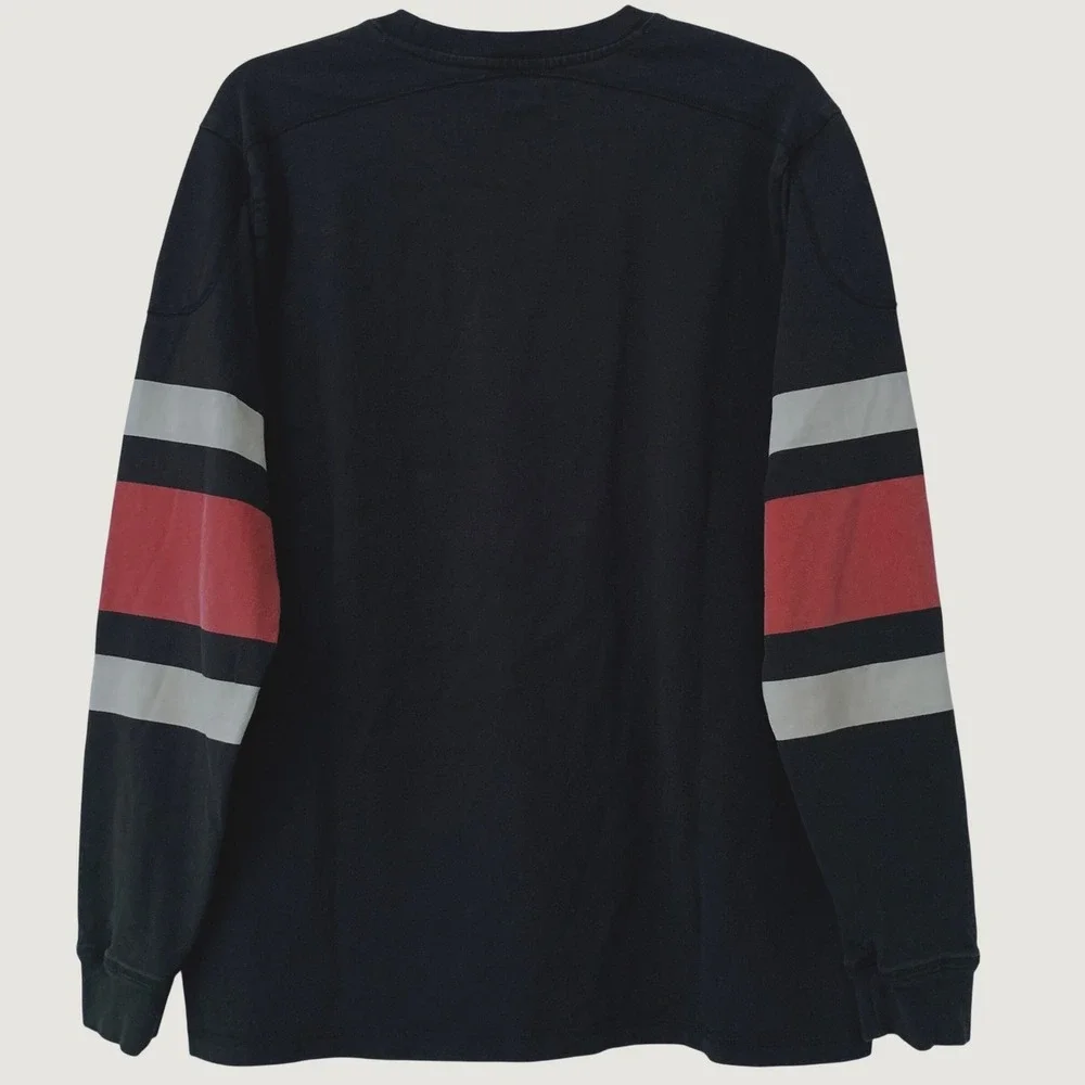 J. Peterman Long Sleeve T-Shirt Men L Black Striped Crew Neck 100% Cotton